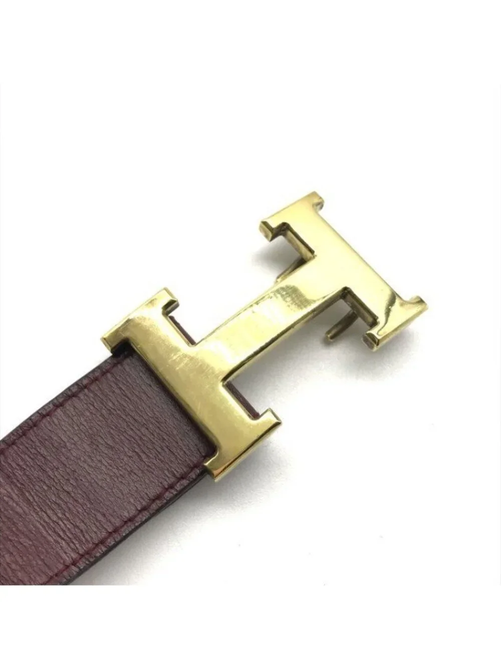 Hermes H Buckle Logo Leather Belt Suit Bordeaux
